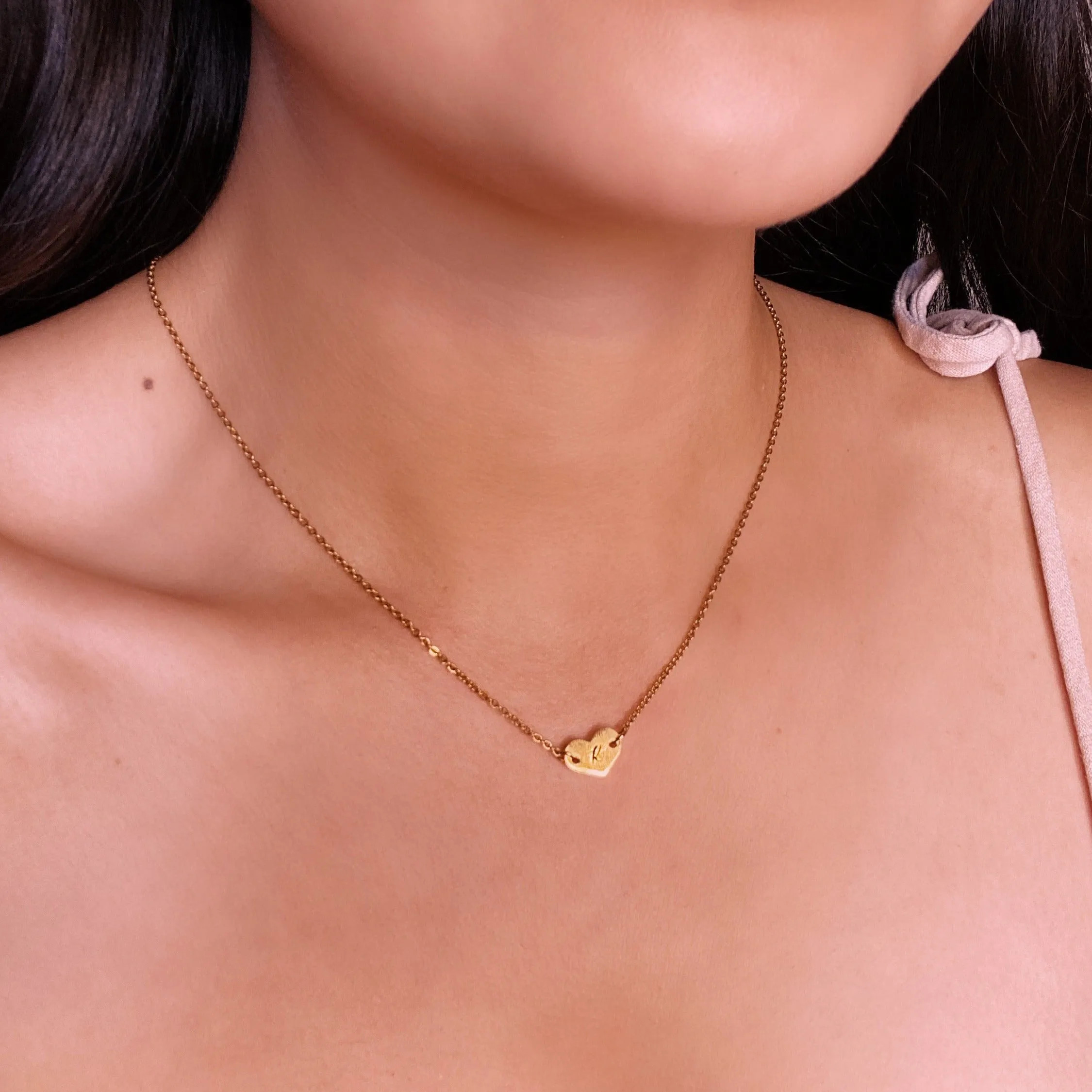 Lazer Engraved Heart Initial Necklace