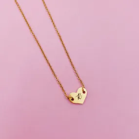 Lazer Engraved Heart Initial Necklace
