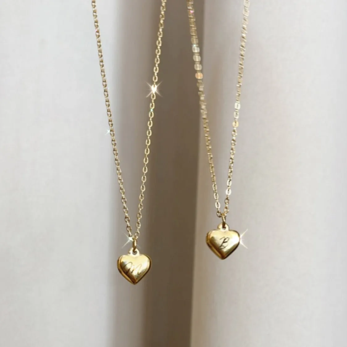 Lazer Engraved Puffy Heart Necklace