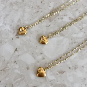 Lazer Engraved Puffy Heart Necklace