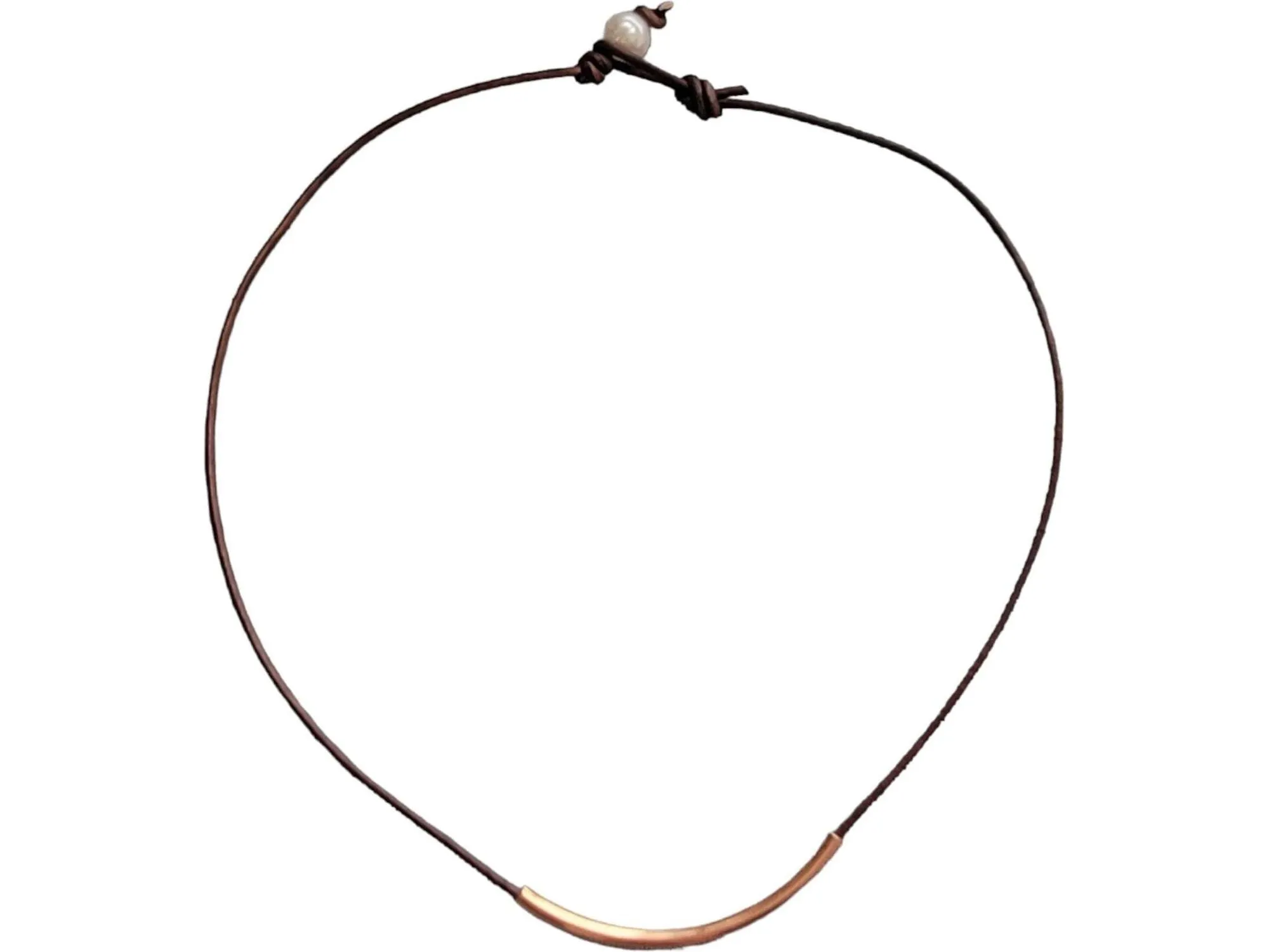 Leather with Curved Tube Necklace