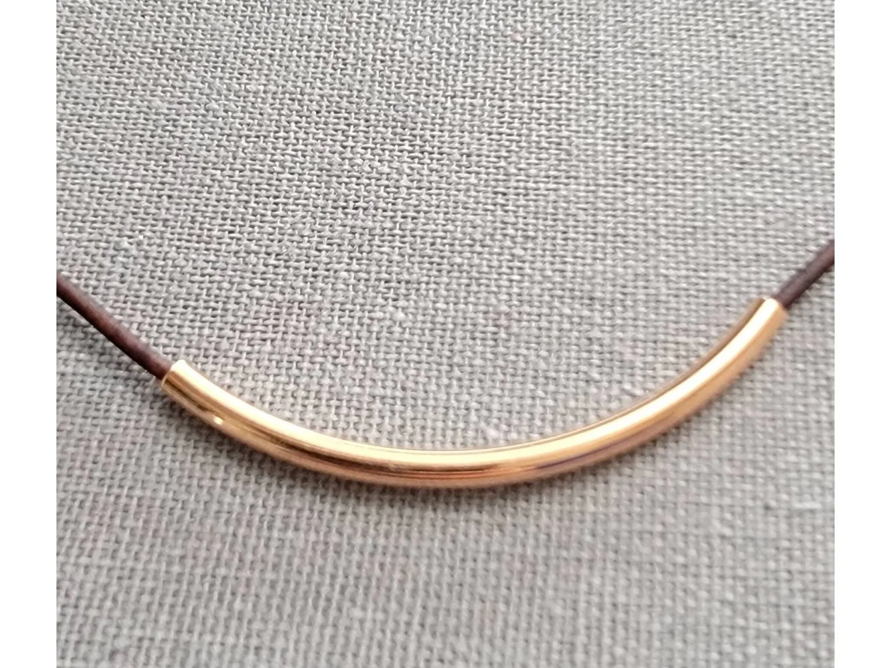 Leather with Curved Tube Necklace