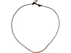 Leather with Curved Tube Necklace