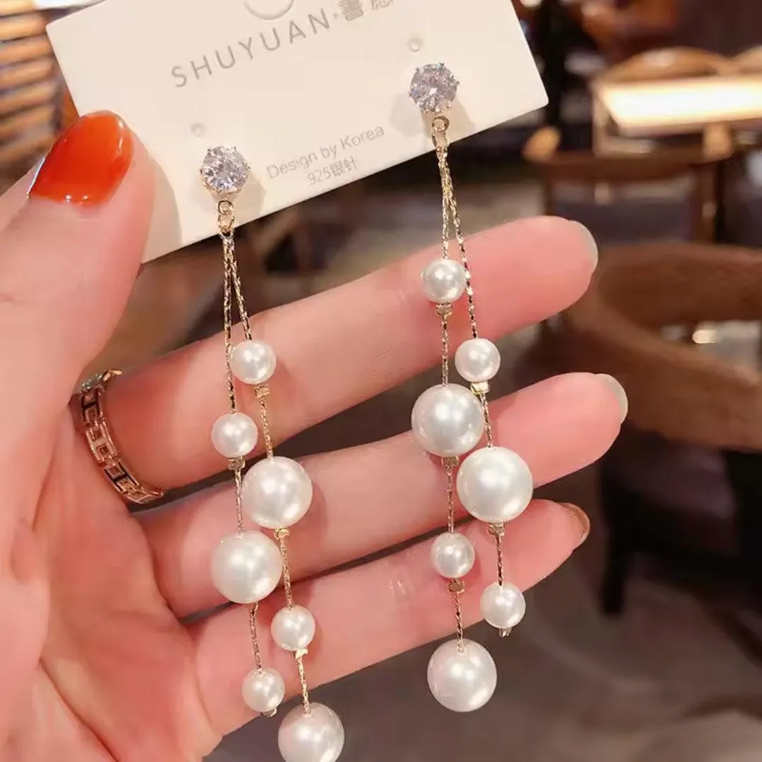 Long Pearl Earrings