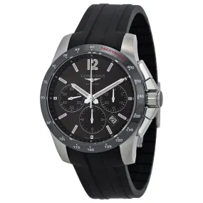 Longines Conquest Black Dial Chronograph Black Rubber Men's Watch L27444562