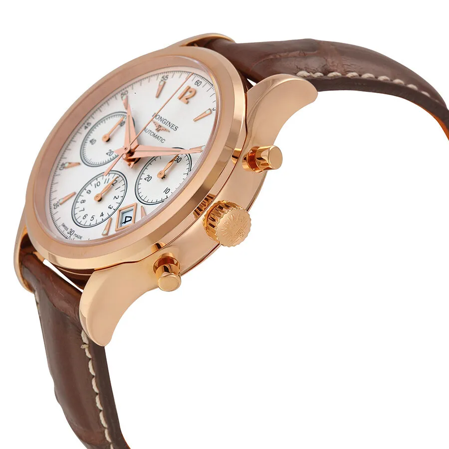 Longines Heritage Automatic Chronogaph Silver Dial 18kt Rose Gold Brown Leather Men's L2.750.8.76.2