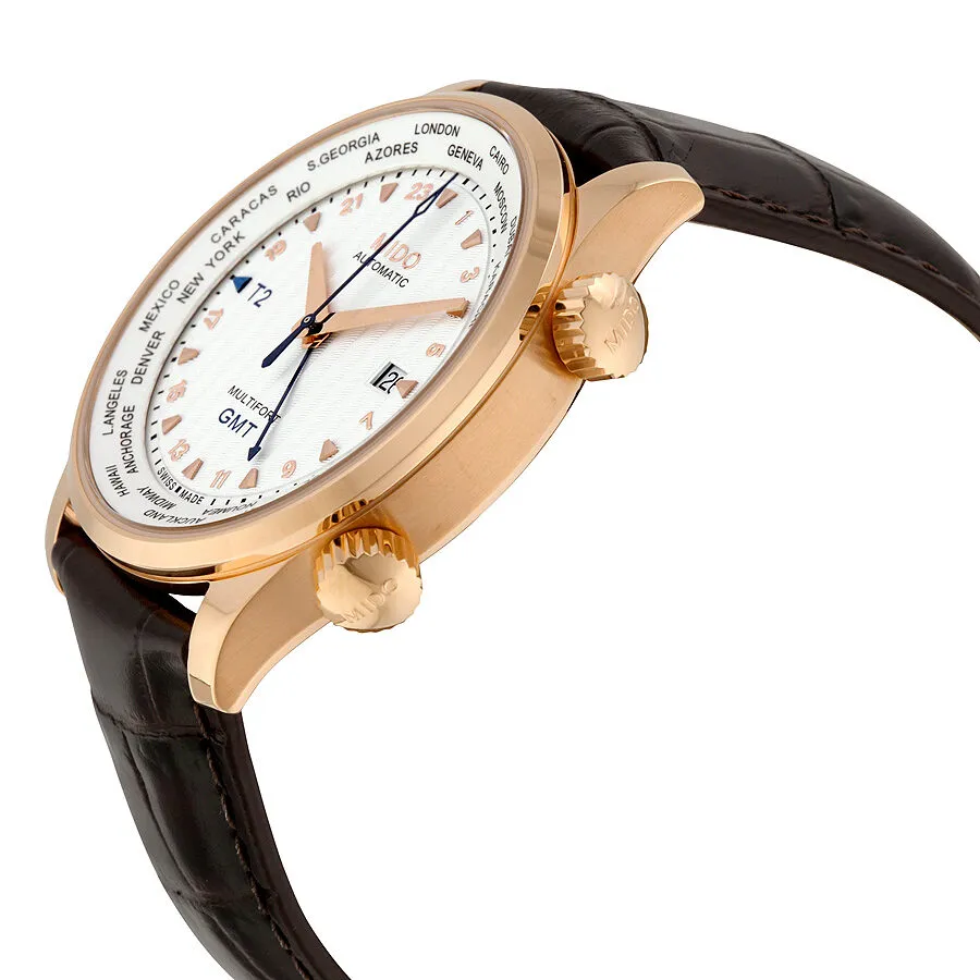 Mido GMT Automatic Silver Dial Brown Leather Men's Watch M0059293603100