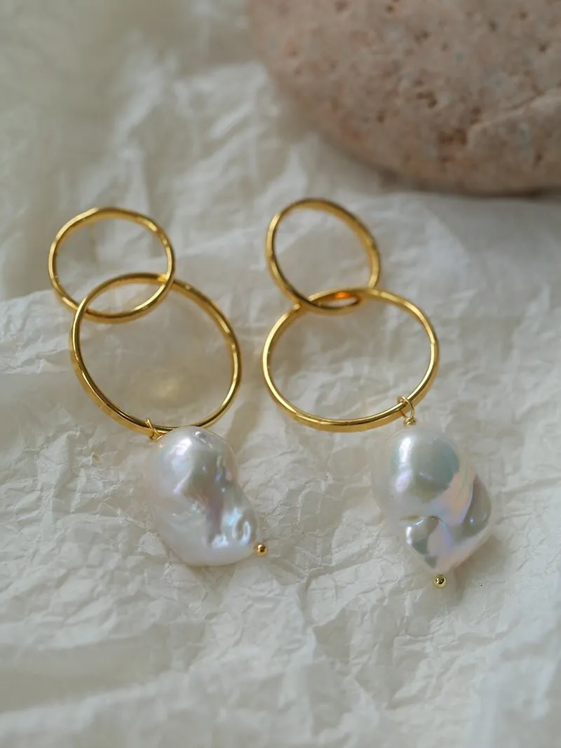 Minimalist Baroque Drop Circle Statement Earrings