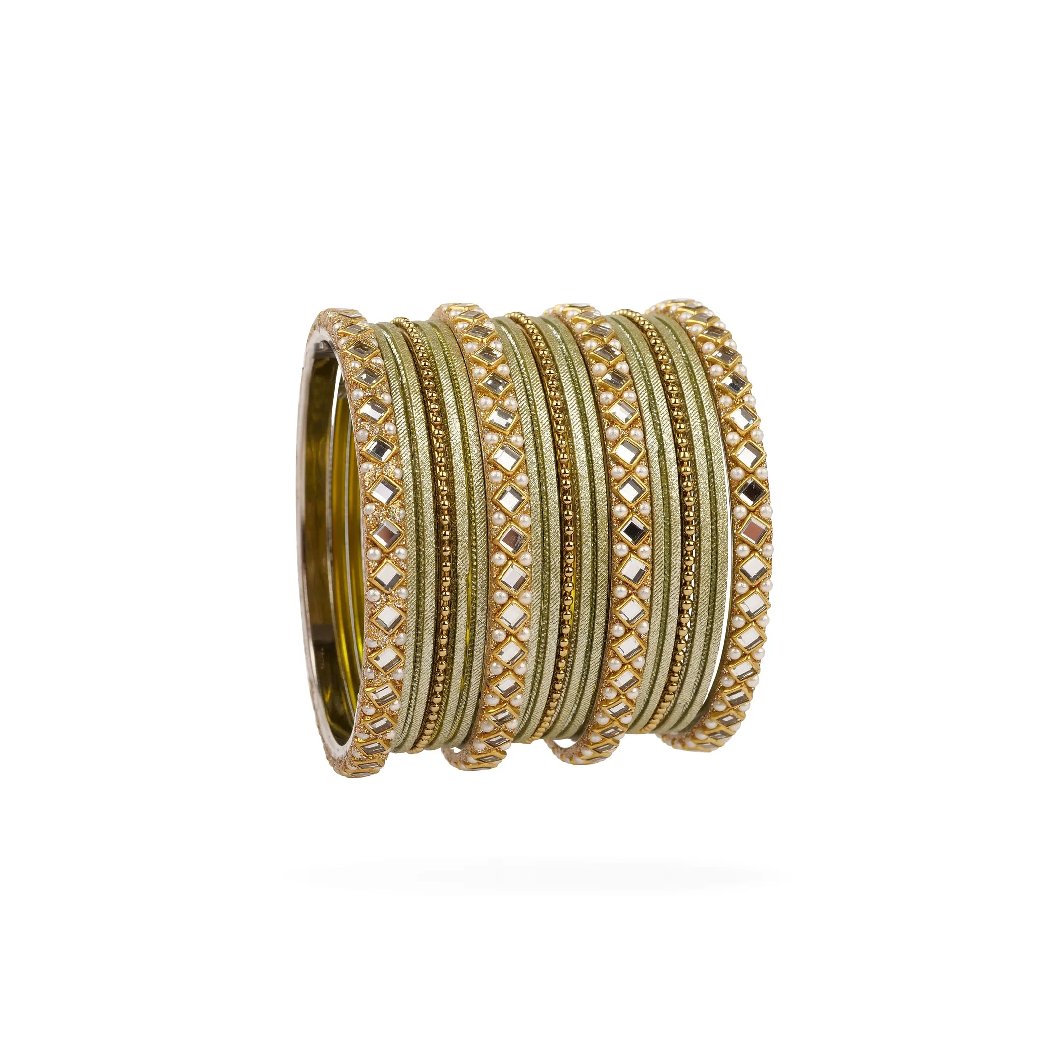 Mirror Shimmer Bangle Set in Mint