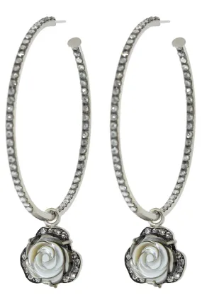 Mother of Pearl Flower Hoop Earrings