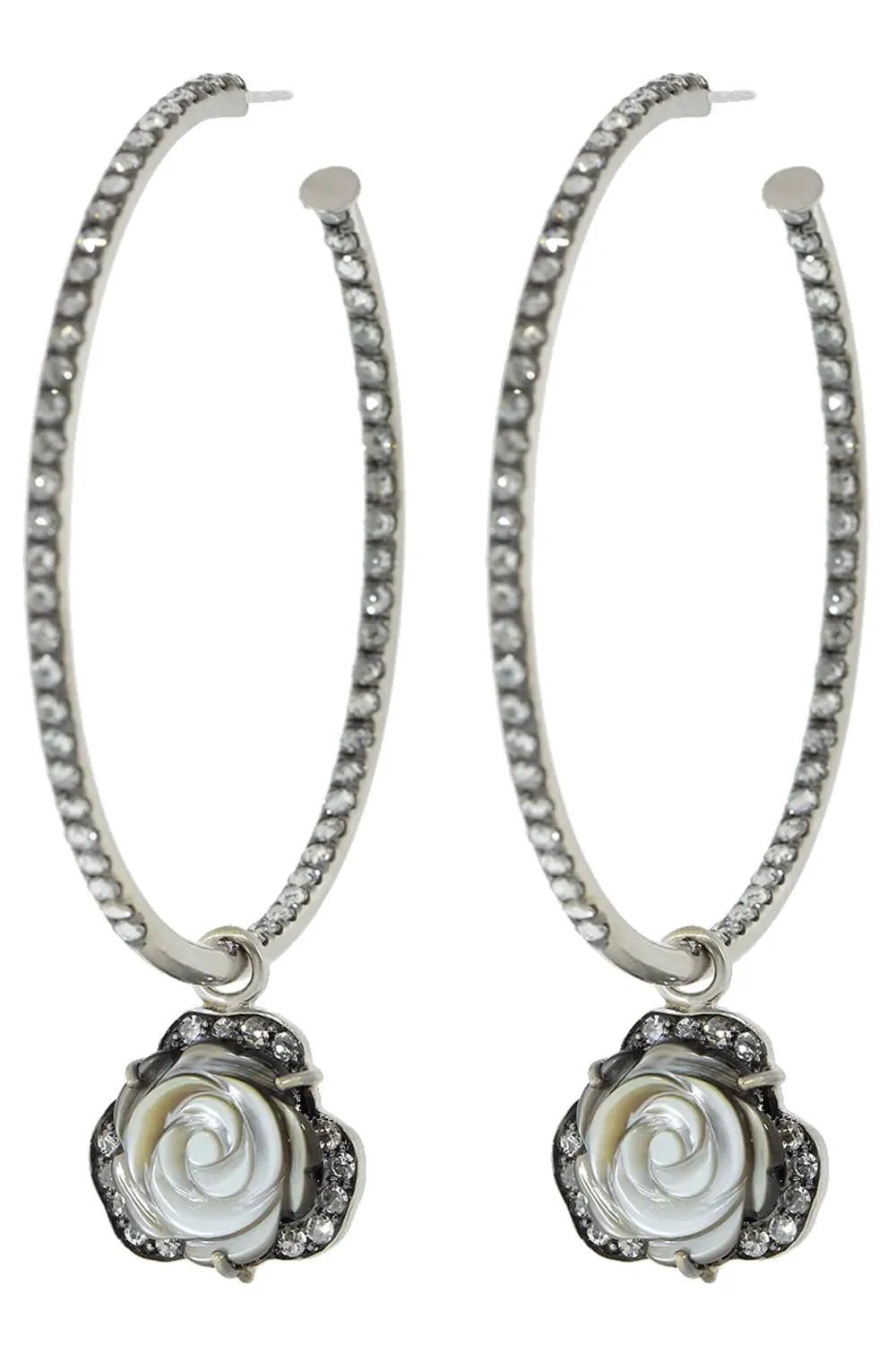 Mother of Pearl Flower Hoop Earrings