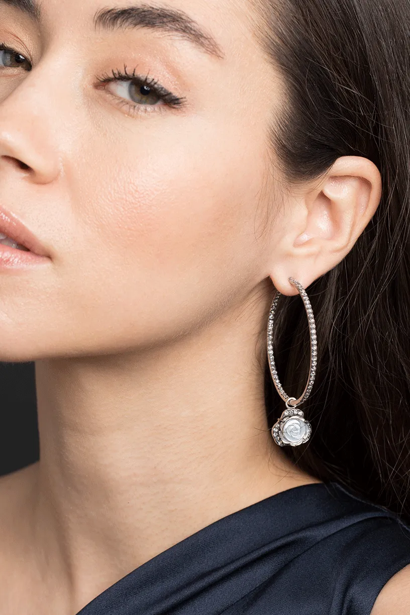 Mother of Pearl Flower Hoop Earrings