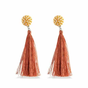 Myra Bag Red Shake Tassel Drop Earrings S-1759