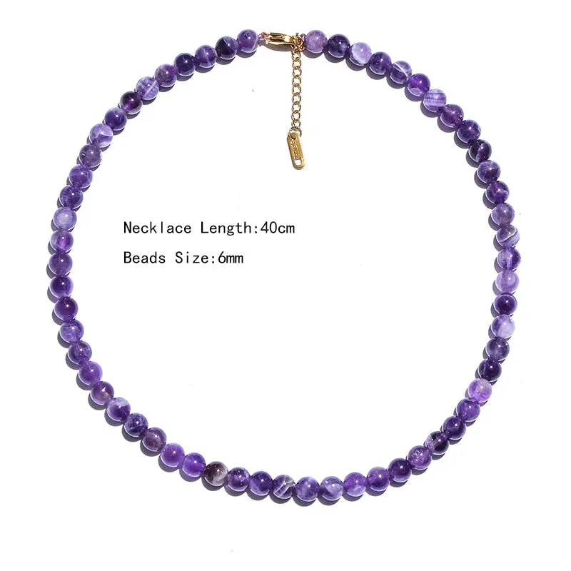 Natural Amethyst Beaded Choker Necklace Bracelet Anklet Set