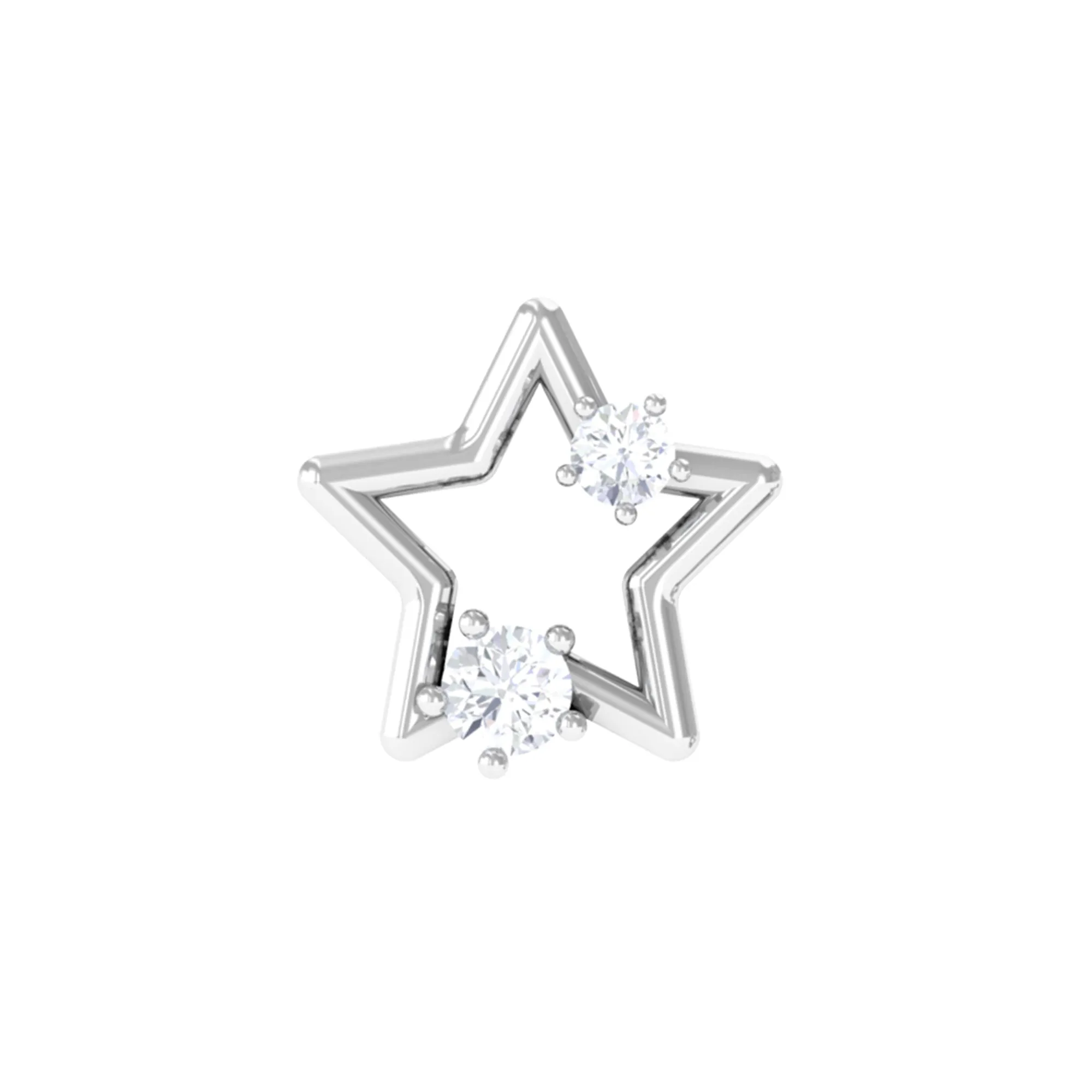 Natural Diamond Star Earring for Upper Lobe Piercing