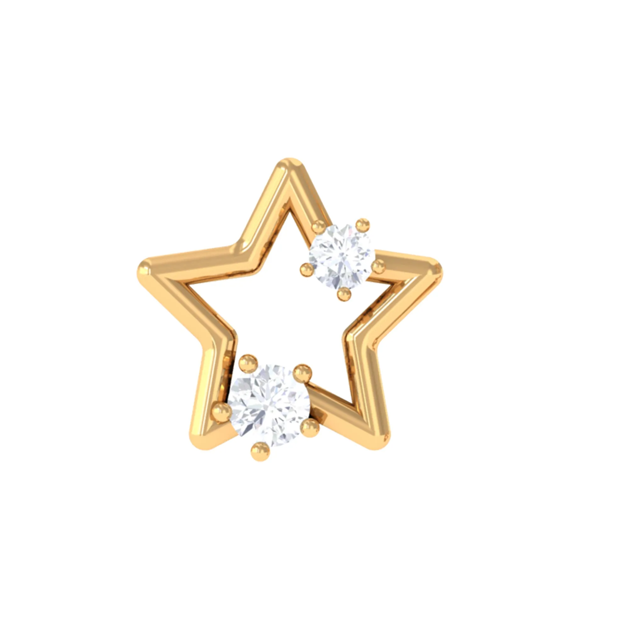 Natural Diamond Star Earring for Upper Lobe Piercing