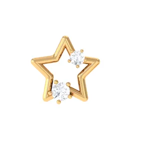 Natural Diamond Star Earring for Upper Lobe Piercing