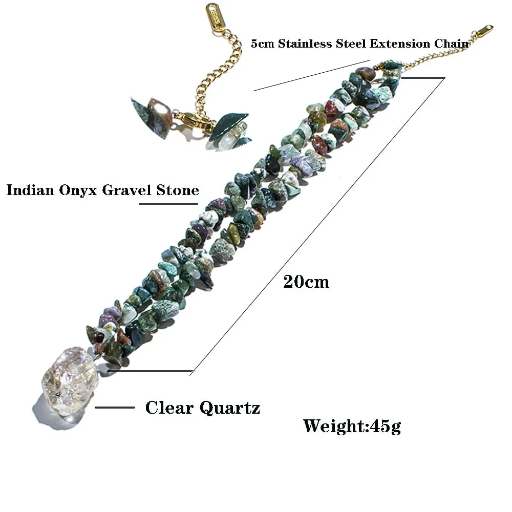 Natural Gravel Stone Beaded Choker Necklace For Women