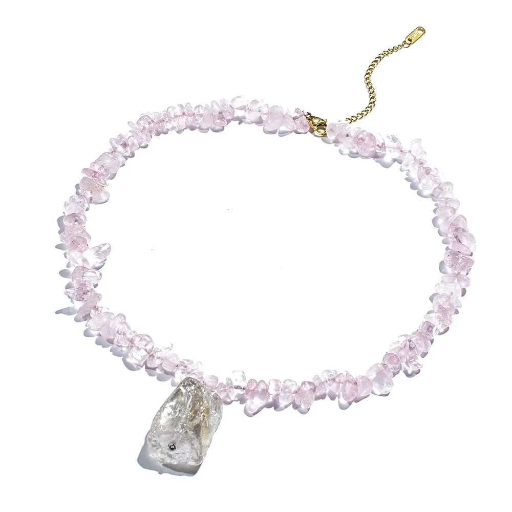 Natural Gravel Stone Beaded Choker Necklace For Women