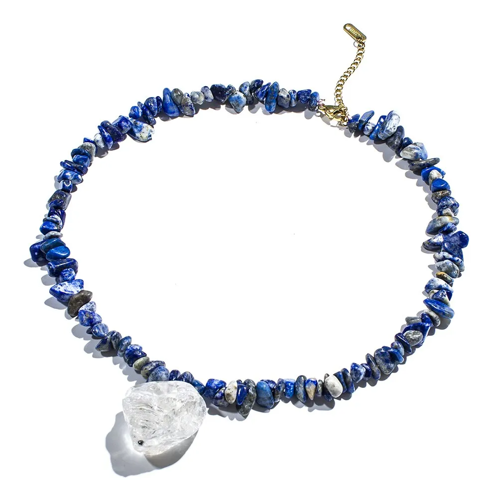 Natural Gravel Stone Beaded Choker Necklace For Women