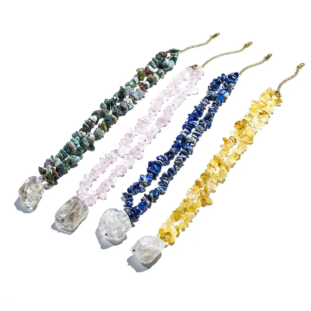 Natural Gravel Stone Beaded Choker Necklace For Women