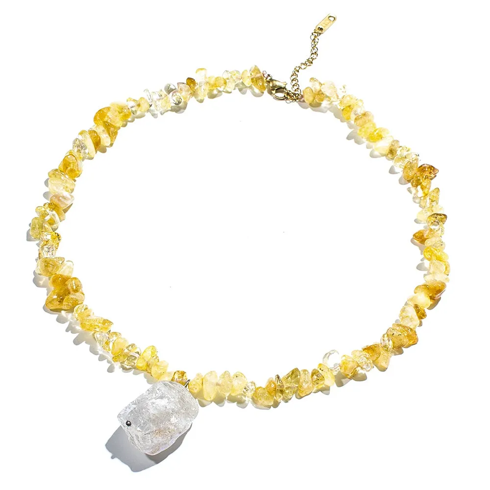 Natural Gravel Stone Beaded Choker Necklace For Women