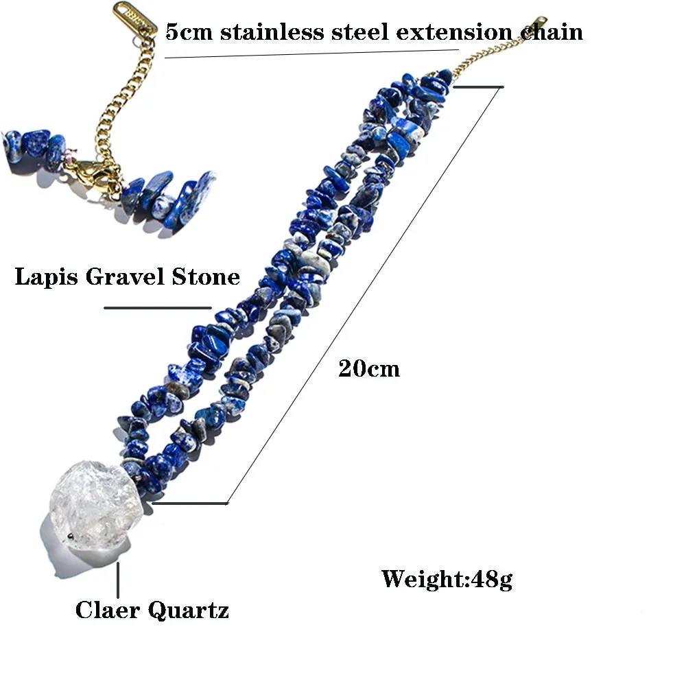 Natural Gravel Stone Beaded Choker Necklace For Women