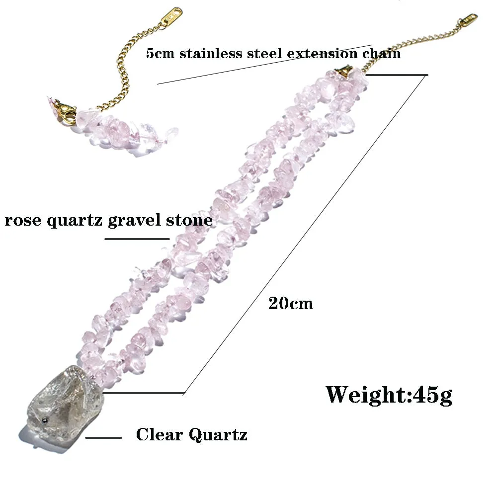 Natural Gravel Stone Beaded Choker Necklace For Women