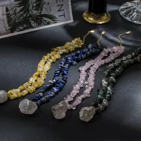 Natural Gravel Stone Beaded Choker Necklace For Women