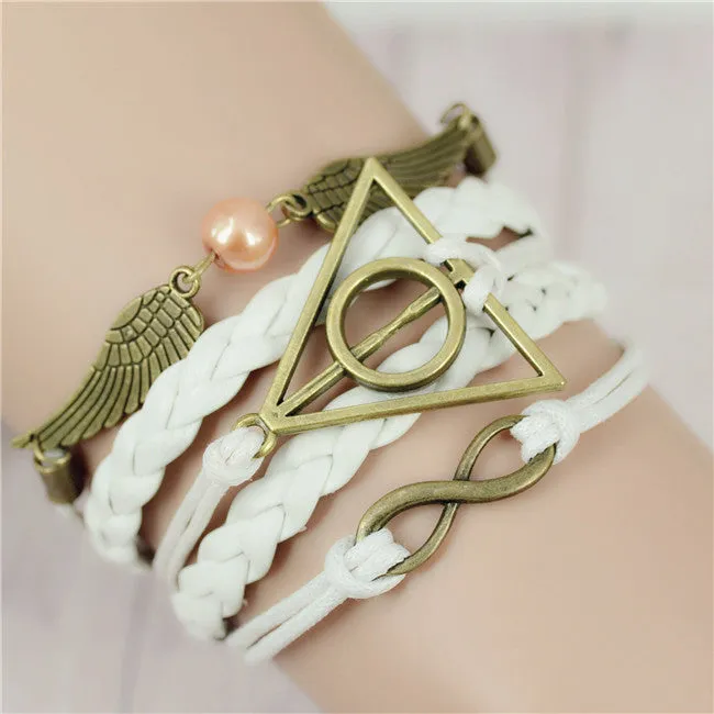New Womens Fashion Vintage Anchors Rudder Rectangle Leather Bracelet Multilayer Charm Bracelets Best Valentine's Day Gift