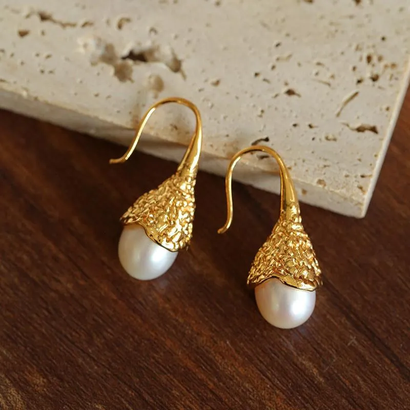 Niche Drop-shaped Agate Texture Ear Hook Earrings