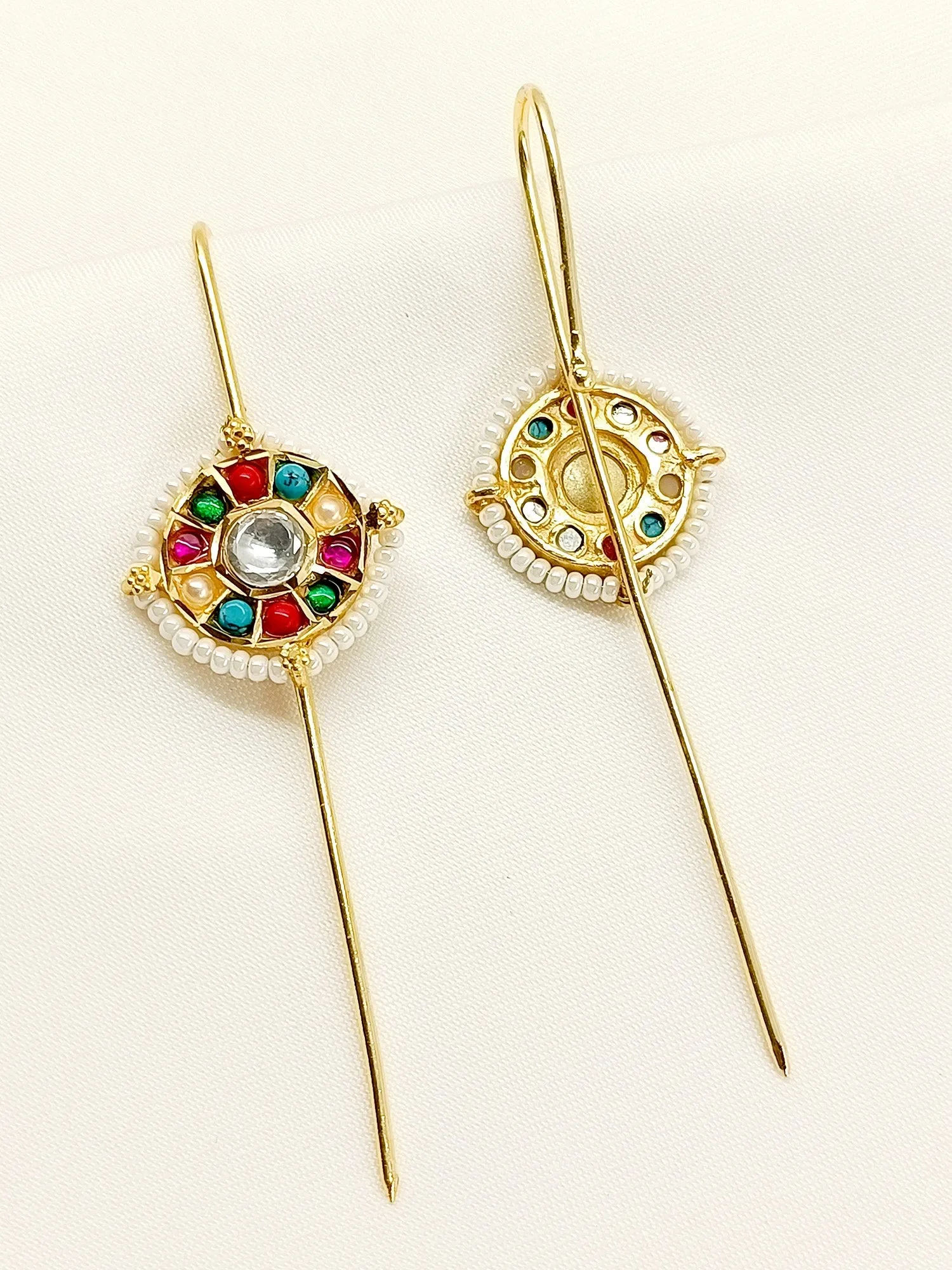 Nimrat Multi Colour Gold Plated Kundan Ear Cuff [ Price is for Pair ]