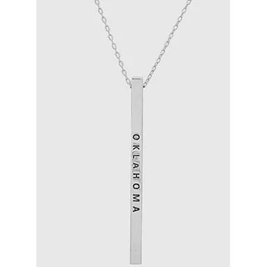 Oklahoma Ok State Engraved Metal Bar Delicate Necklaces