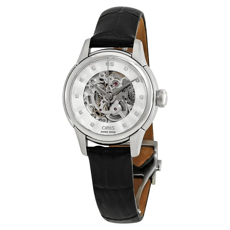 Oris Artelier Skeleton Dial Automatic Ladies Leather Watch 560-7687-4019LS 01 560 7687 4019-07 5 14 60FC