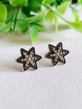 Oxidized Star-Shaped Stud Earrings for Office Chic Look | Sarichka