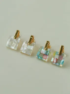 Patchwork Mother-of-Pearl Checkerboard Earrings