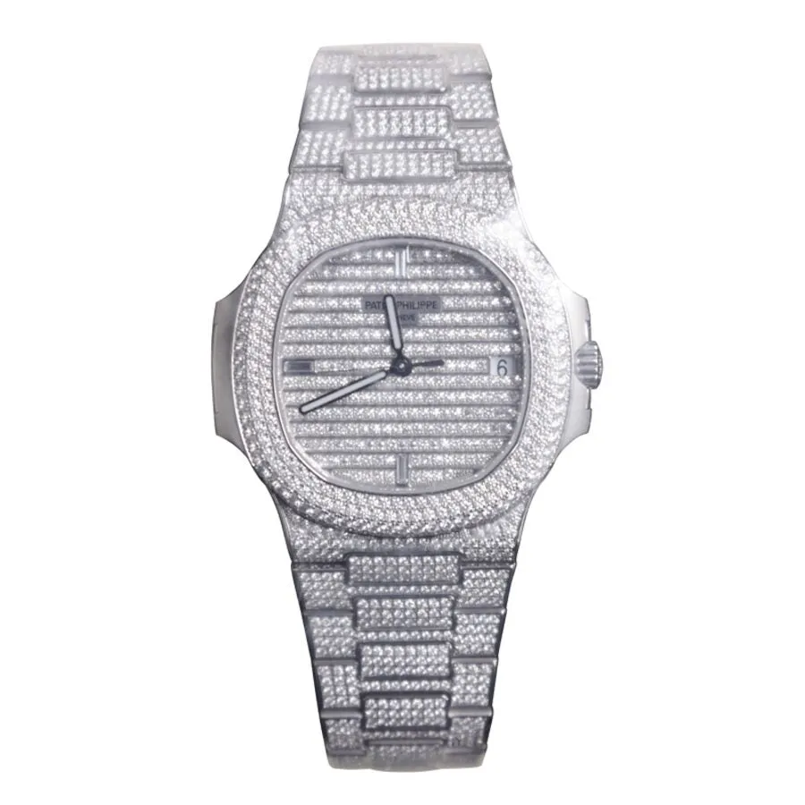 Patek Philippe Nautilus Automatic Diamond Silver Dial Unisex Watch 5719-1G-001