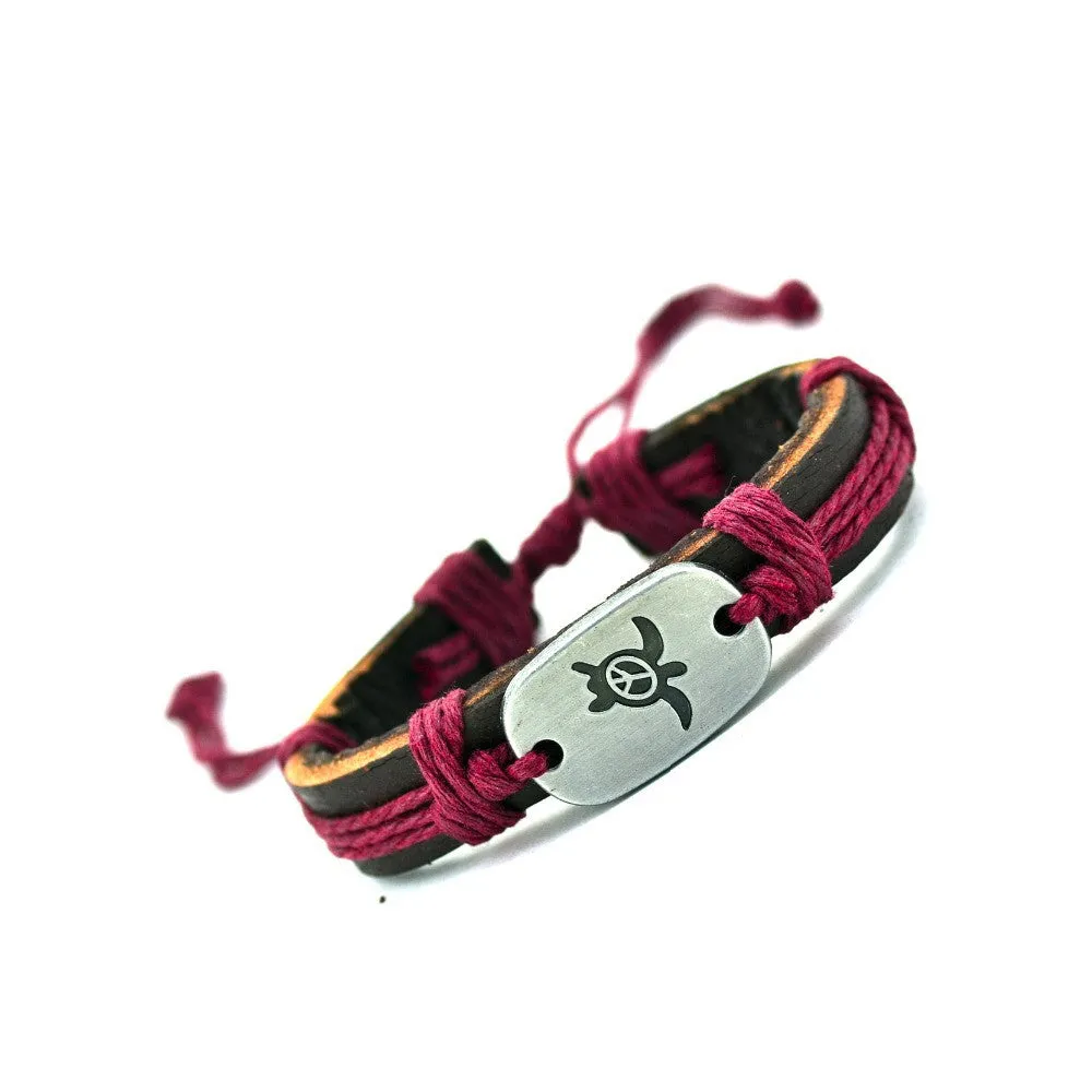 Peace Turtles Genuine Leather Charm Bracelet Cuff Braided Wrap Bracelet & Bangles Fashion For Women Men Gifts