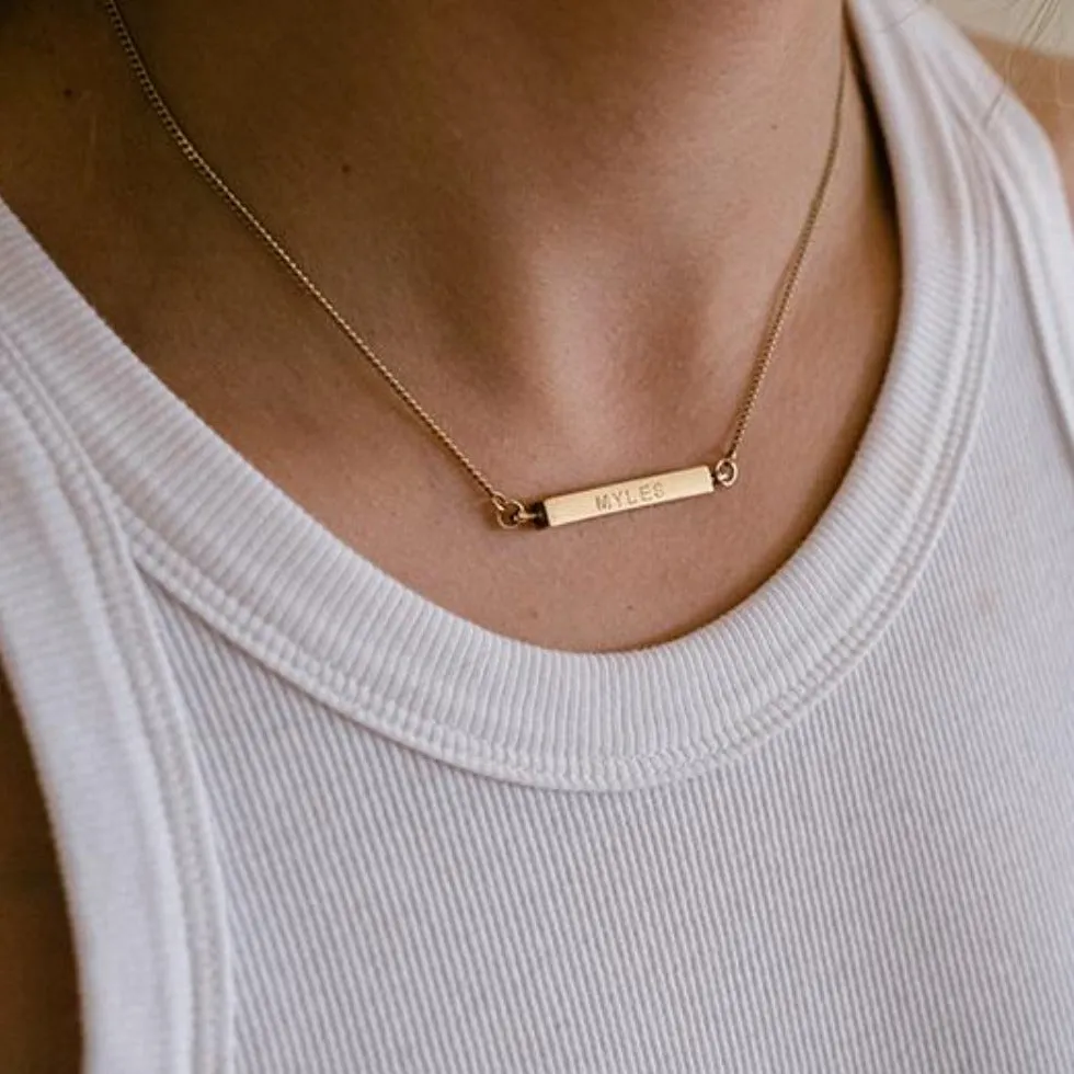 Personalised 4 Sided Solid Spinning Bar Necklace