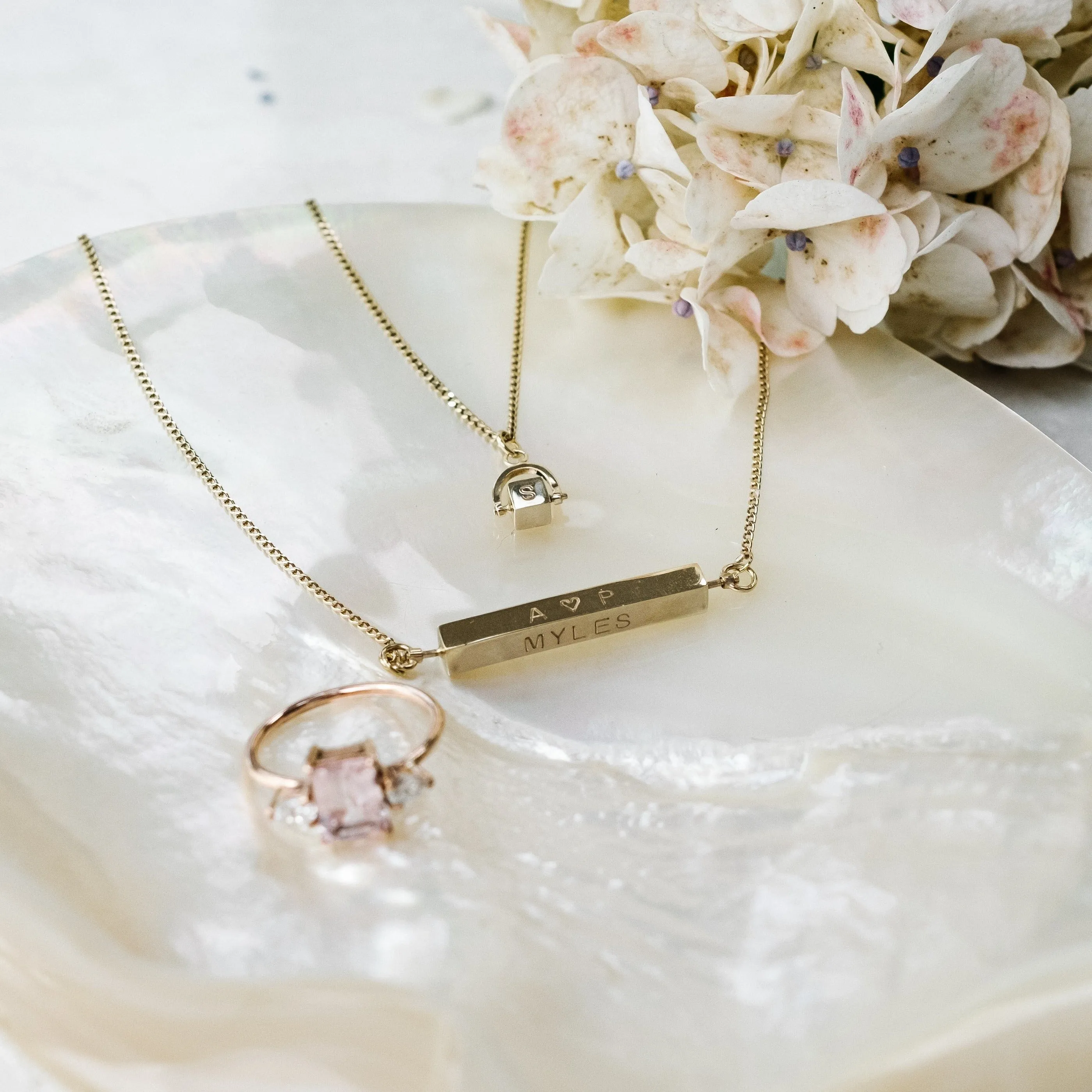 Personalised 4 Sided Solid Spinning Bar Necklace