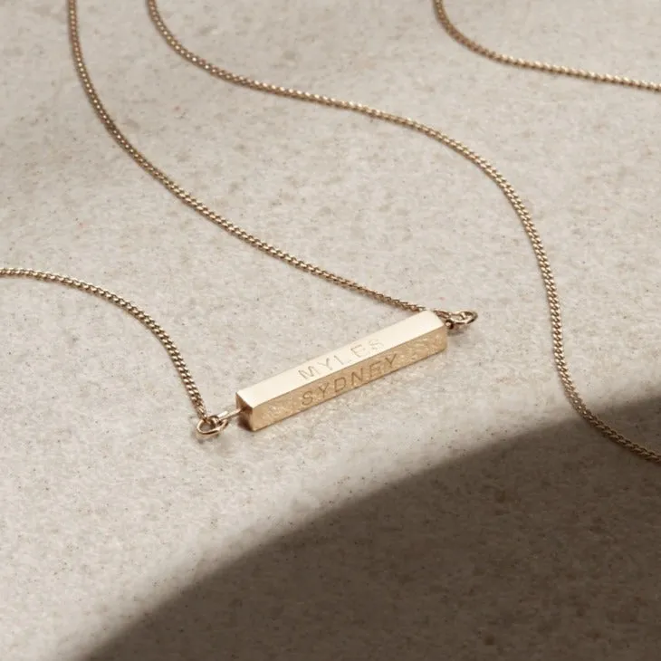 Personalised 4 Sided Solid Spinning Bar Necklace