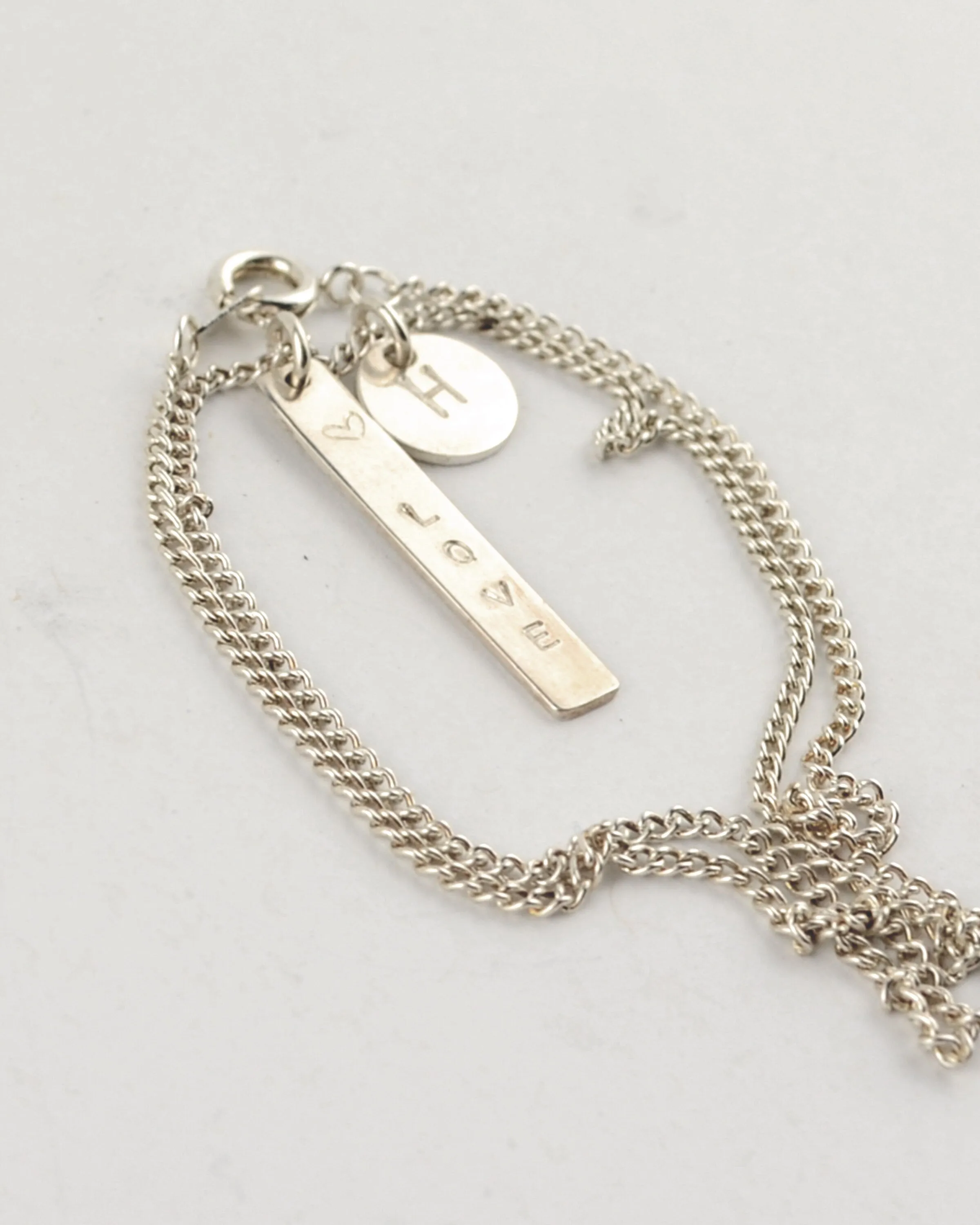 Personalised oblong initial necklace, romantic gift for her, monogram gift