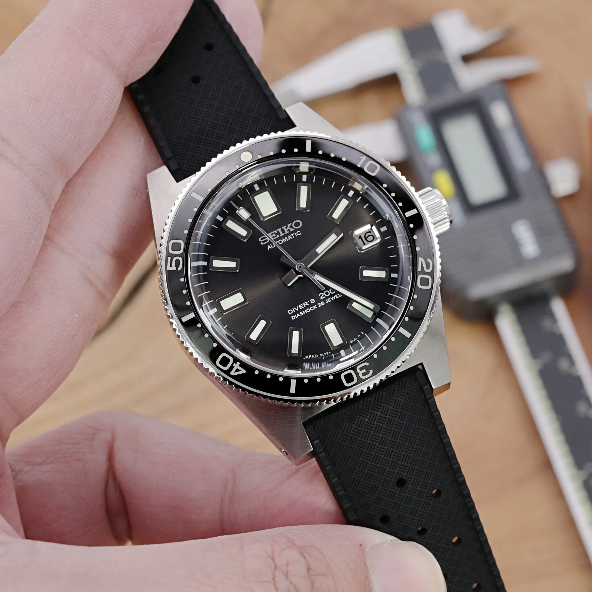 Quick Release Black Tropical-Style Pro FKM rubber watch strap, 19mm, 20mm or 22mm