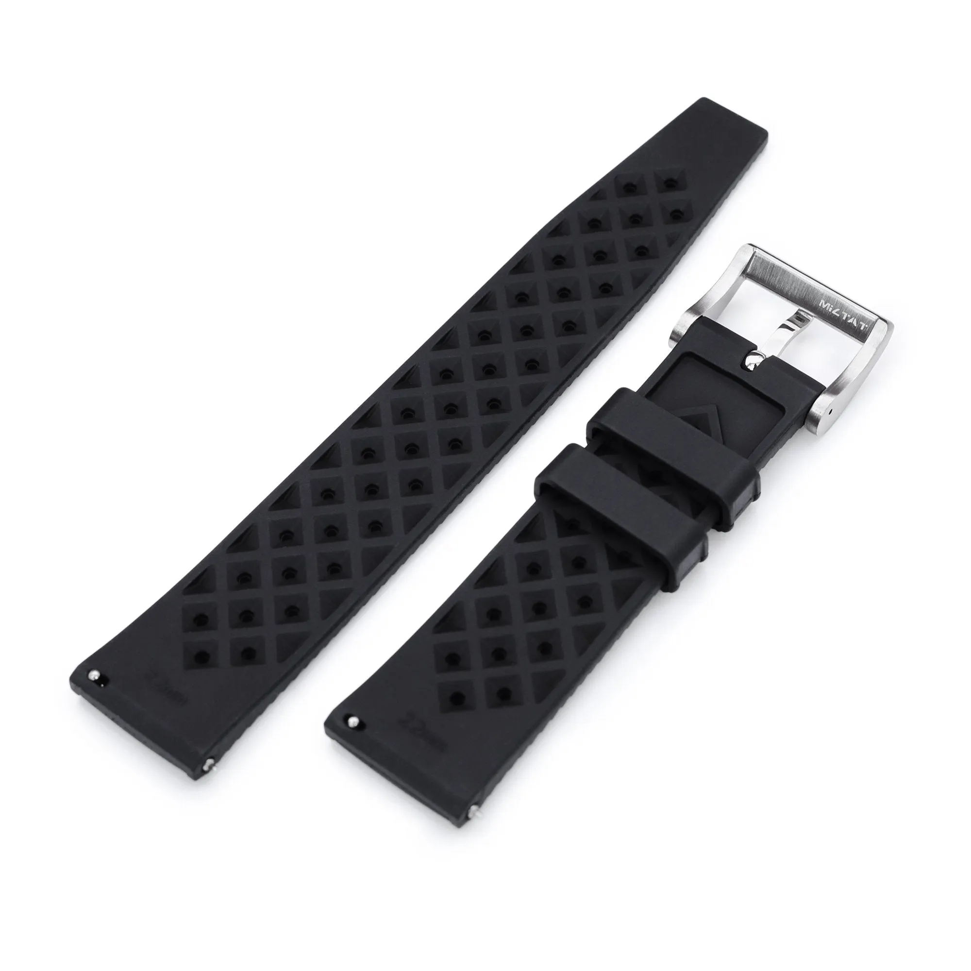 Quick Release Black Tropical-Style Pro FKM rubber watch strap, 19mm, 20mm or 22mm