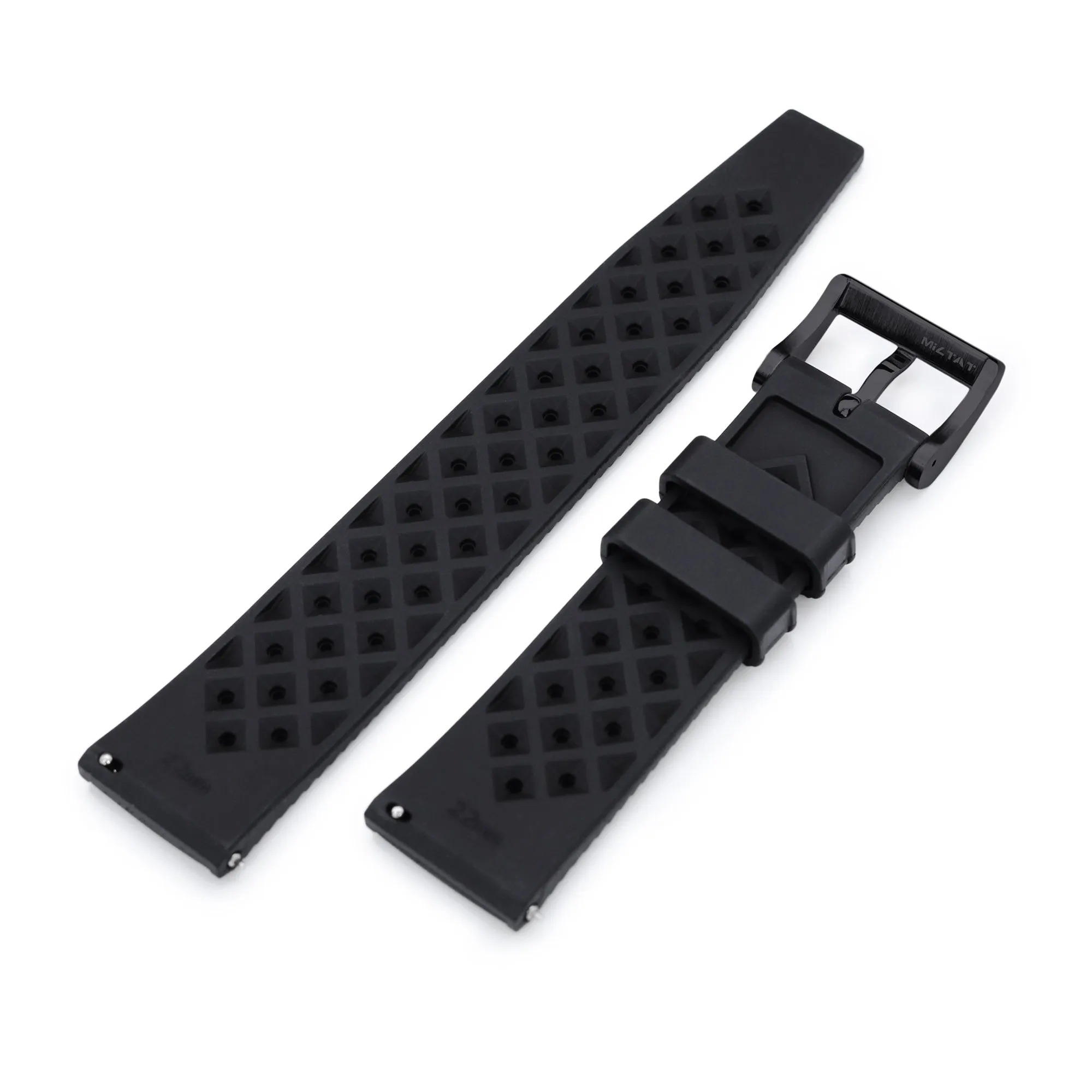 Quick Release Black Tropical-Style Pro FKM rubber watch strap, Diamond-like Carbon (DLC coating)