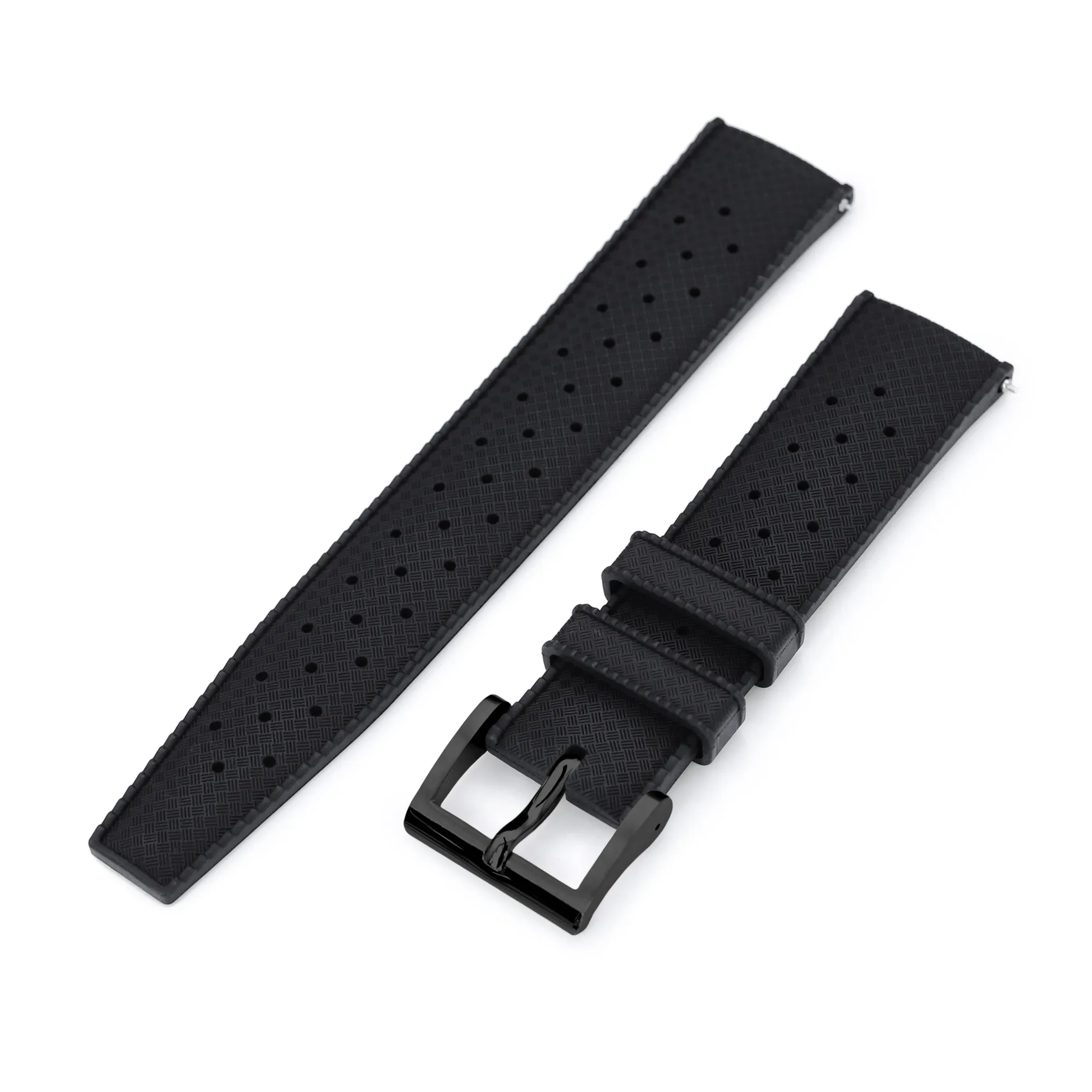 Quick Release Black Tropical-Style Pro FKM rubber watch strap, Diamond-like Carbon (DLC coating)