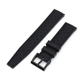 Quick Release Black Tropical-Style Pro FKM rubber watch strap, Diamond-like Carbon (DLC coating)