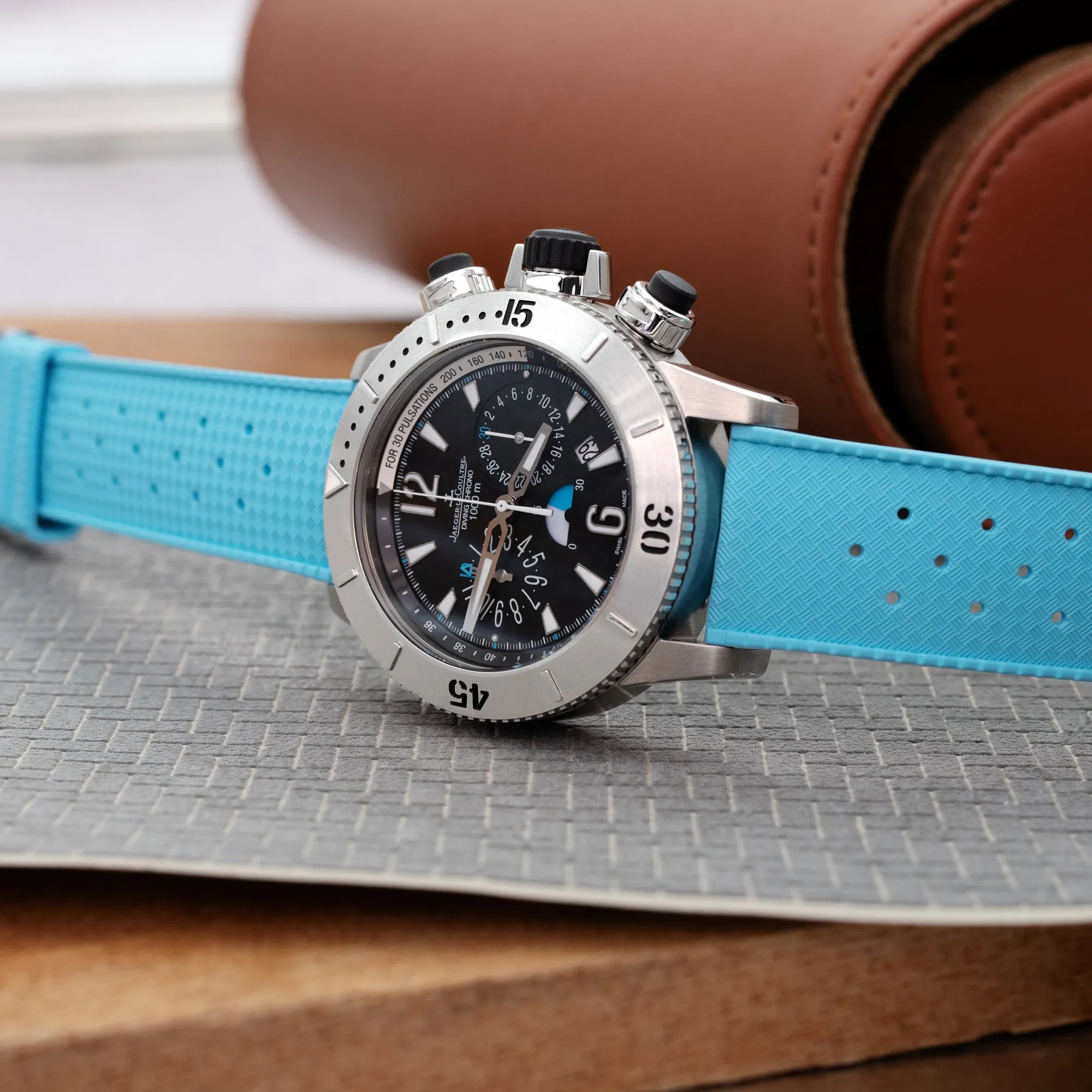 Quick Release Sky Blue Tropical-Style Pro FKM rubber watch strap, 18mm, 20mm or 22mm