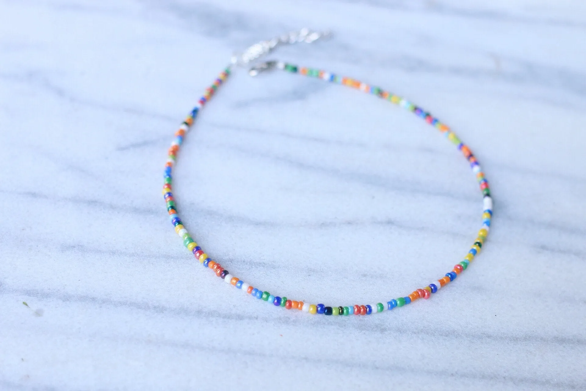 Rainbow Luster Beaded Choker Necklace