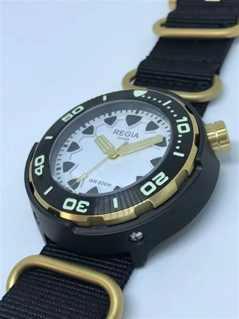 Regia Diver 2018 - NEW White Scuba Ghost dial (Gold) (free shipping)